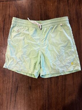 Polo Ralph Lauren Swim Trunks Mens Small Green Pony Logo Lined